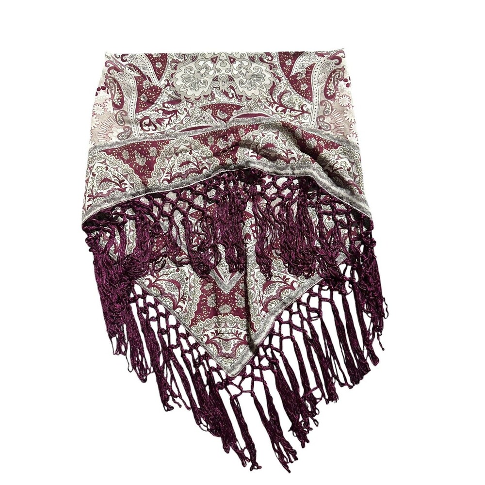 vintage y2k paisley scarf tube top with fringe fuschia Bohemian/Boho